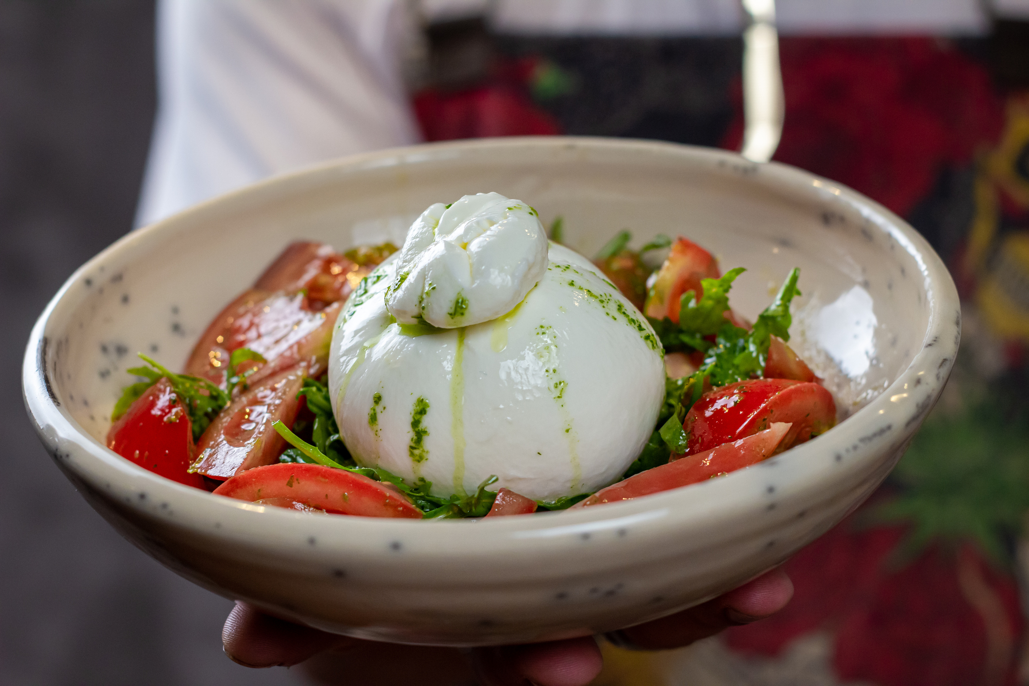 Geroosterde Kerstomaten met Burrata op Pesto-Brioche